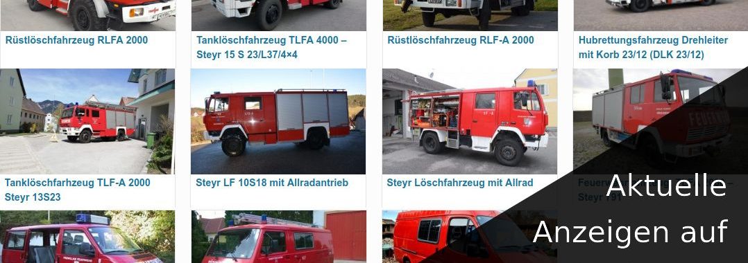 Aktuelle Anzeigen von gebrauchten Feuerwehrfahrzeugen auf GRISU-CAR.eu